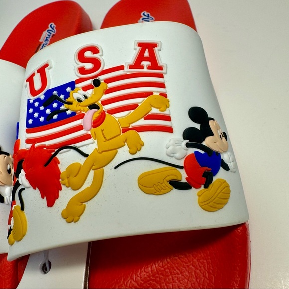 NWT. Disney Primark Women's Red Mickey Mouse 4th of July slides size 10 women - Picture 6 of 9
